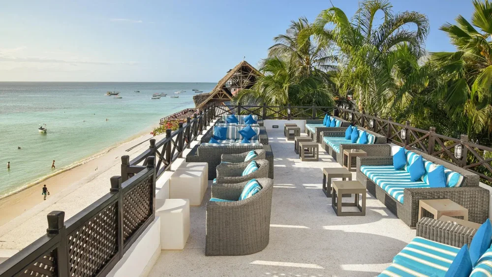 Oceanview dining porch at Z Hotel in Zanzibar
