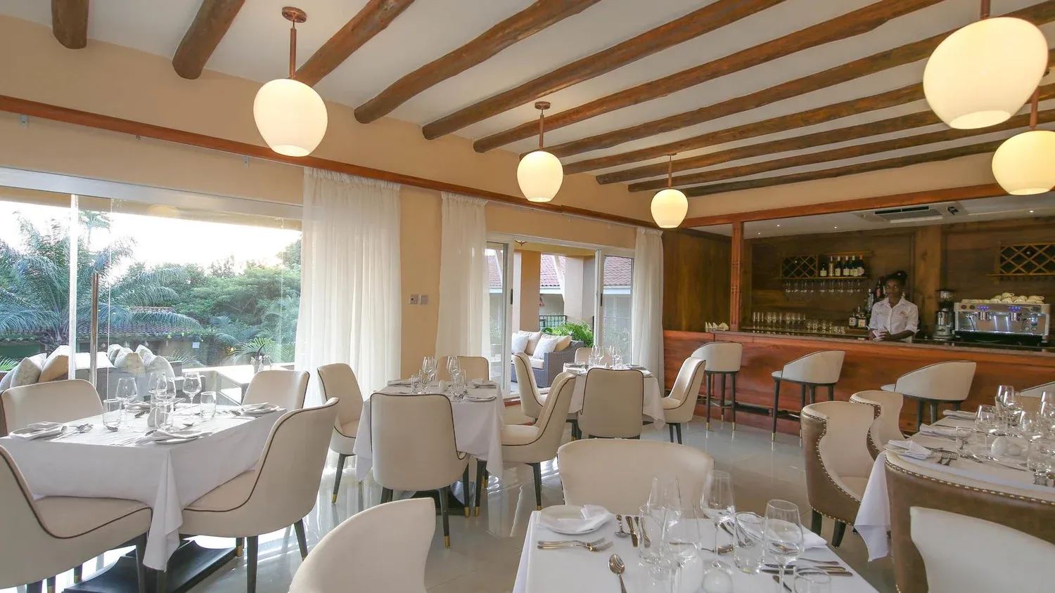 Dining room at a safari resort