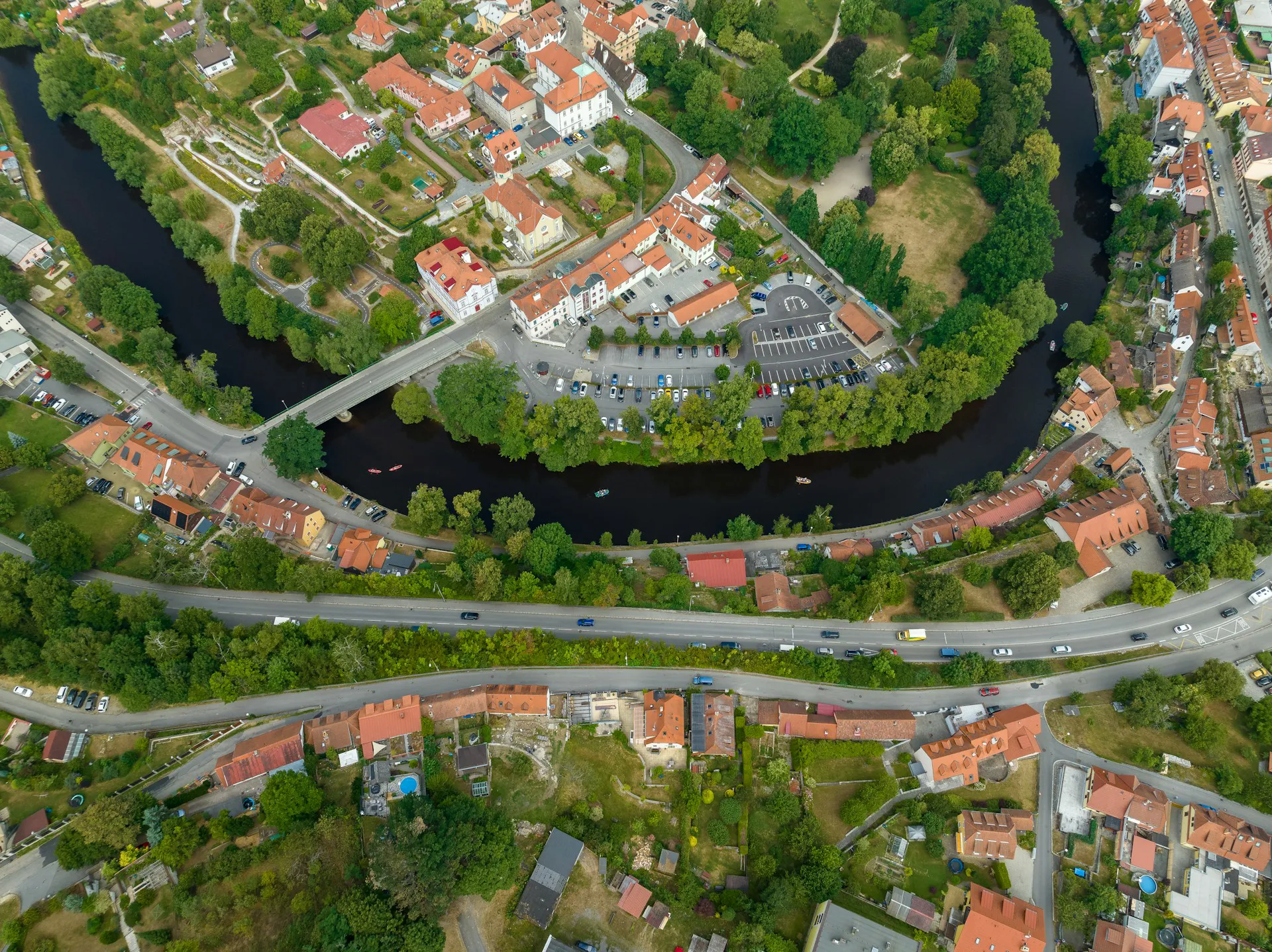 Medieval Czech town from the air