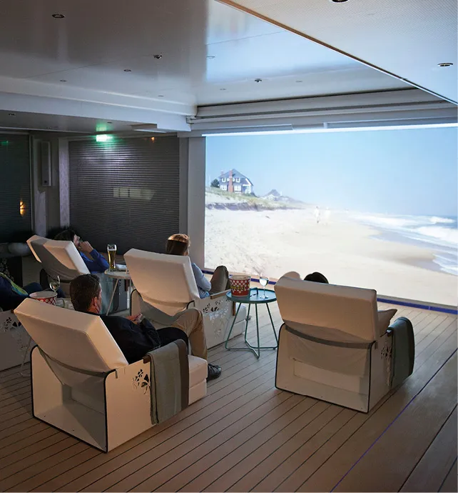 Onboard cinema on a river cruise ship