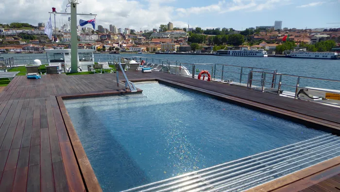Pool deck on the Emerald Radiance European river cruise ship