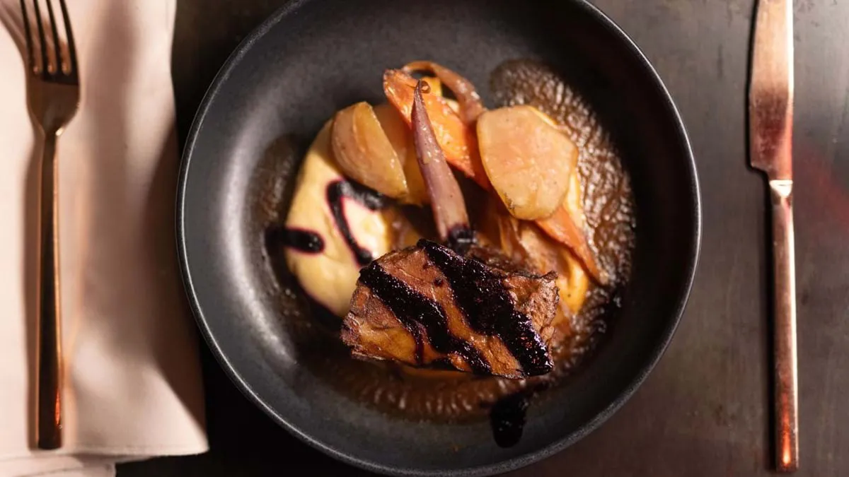 A plate of food served at the Hotel de Glace in Quebec City
