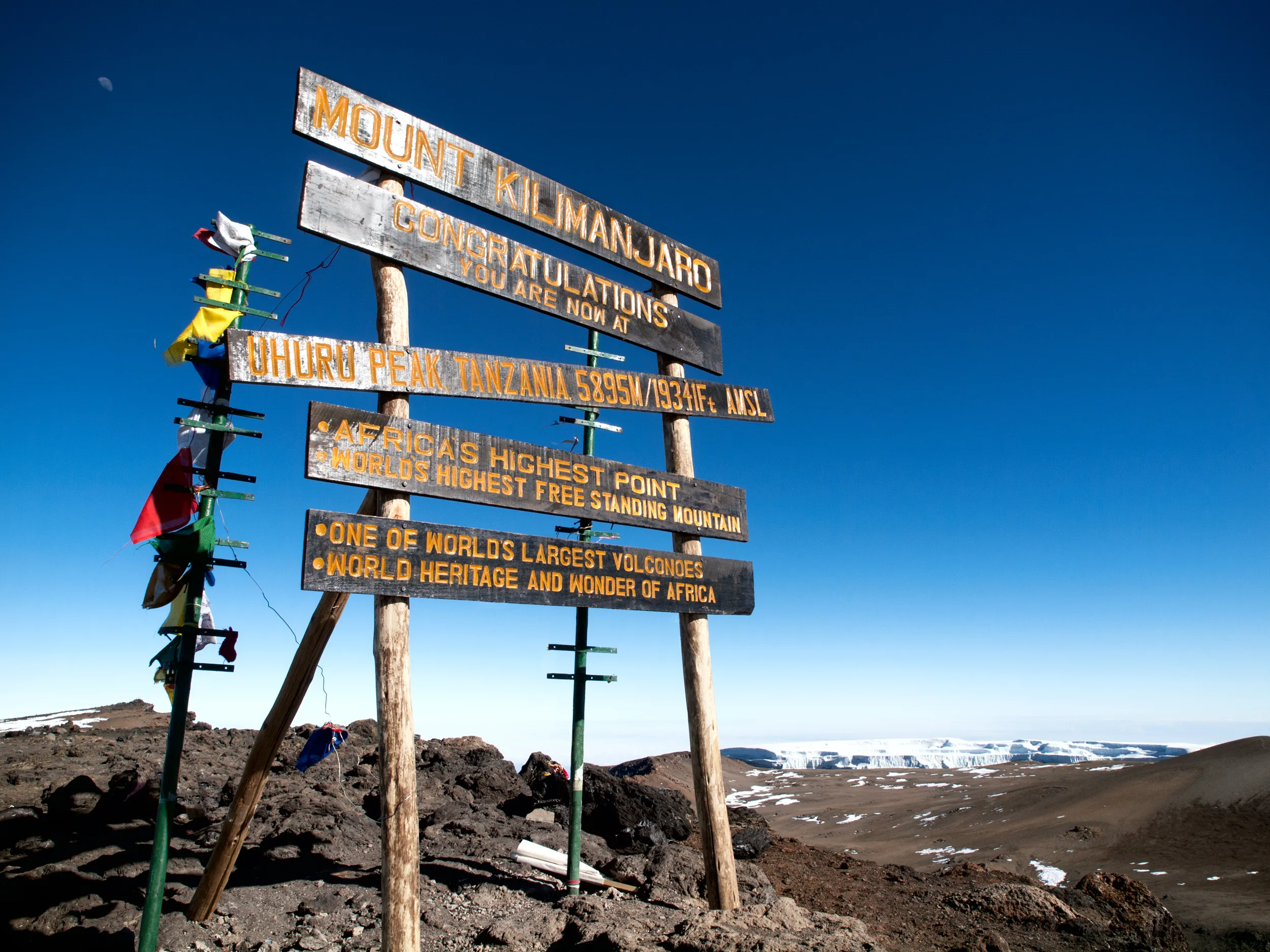 the summit signage on Kilimanjaro