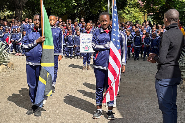 Children assemble at The O’Brien School for the Massai
