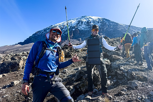 Hikers pose on Kilimanjaro