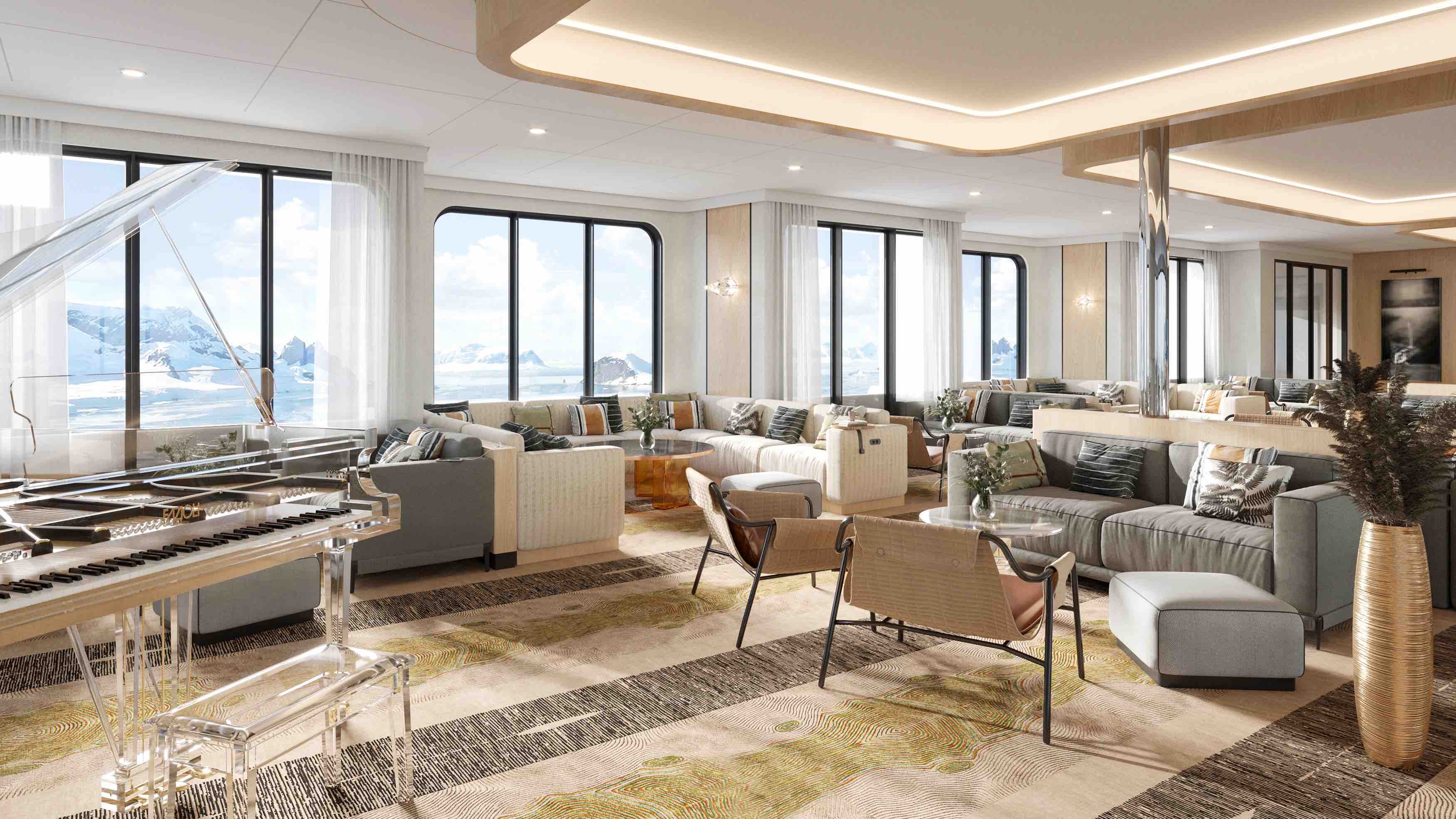 A Minerva Lounge aboard a Swan Hellenic cruise ship