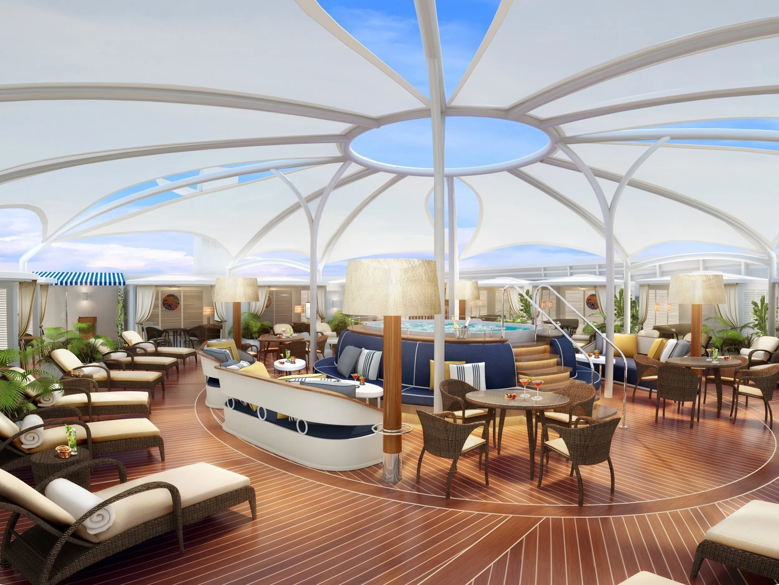 Sun deck on the Seabourn Ovation cruise ship