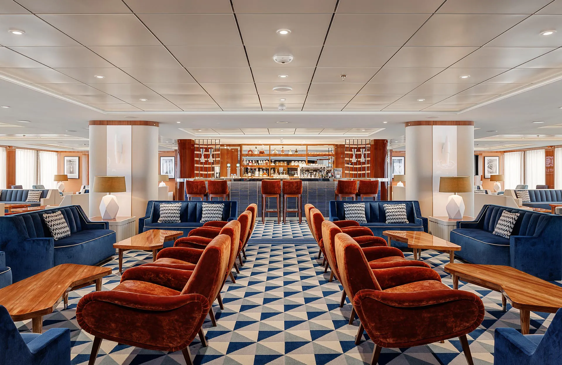Lounge on an Atlas Ocean Voyages cruise ship