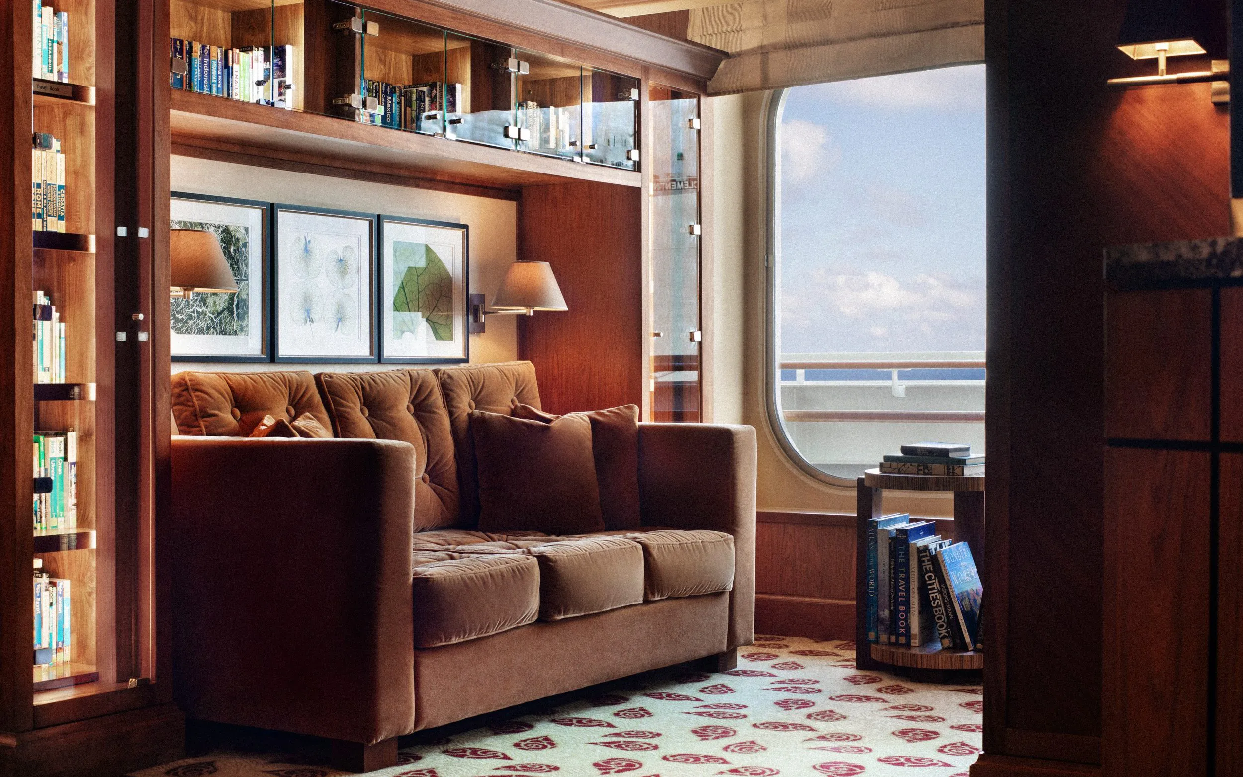 A sitting area on the Crystal Symphony cruise ship