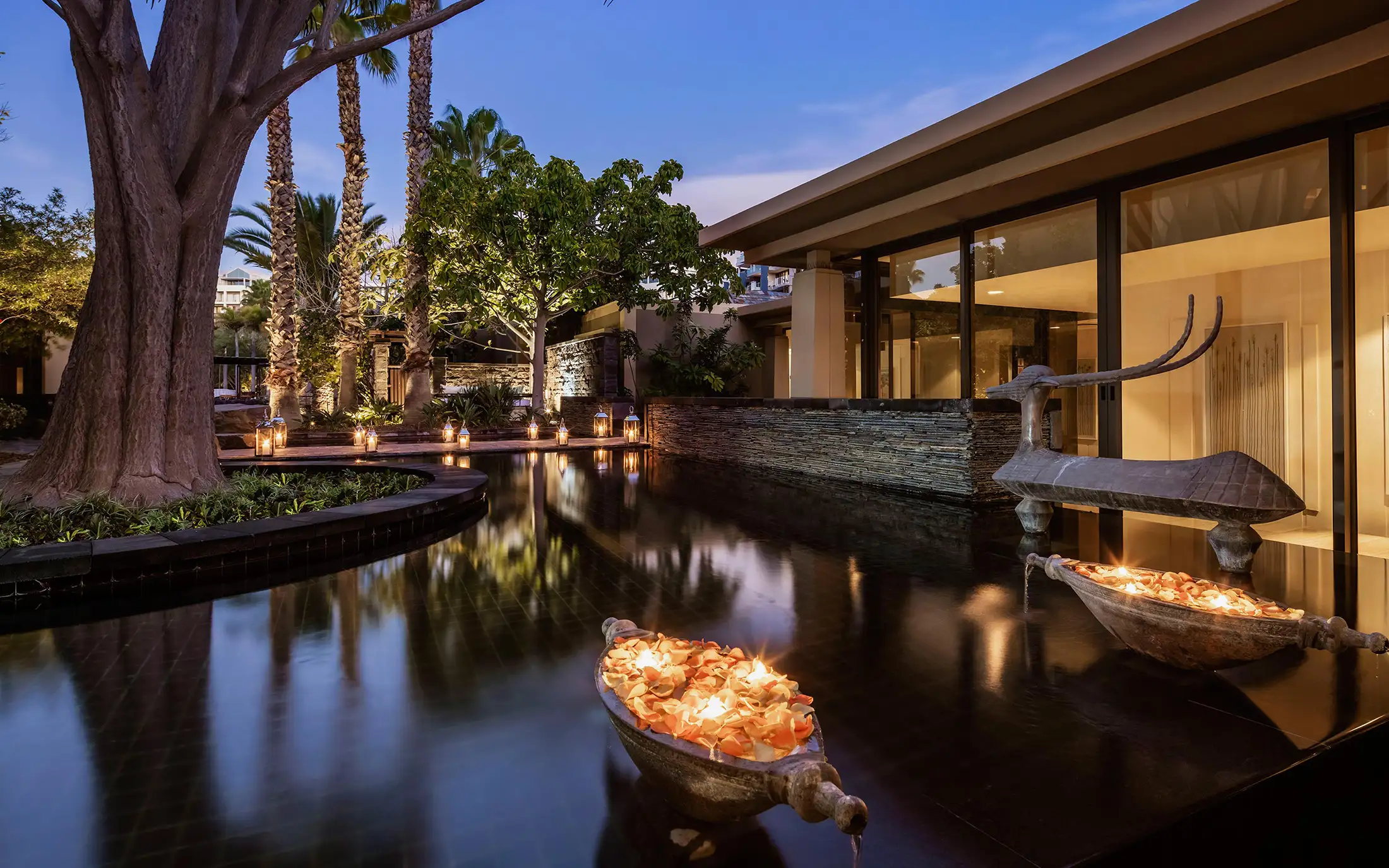 One&Only Cape Town spa at dusk