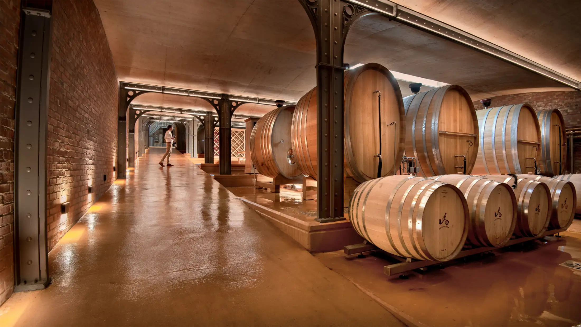 Barrel room at Aerial mountain view of Babylonstoren in South Africa