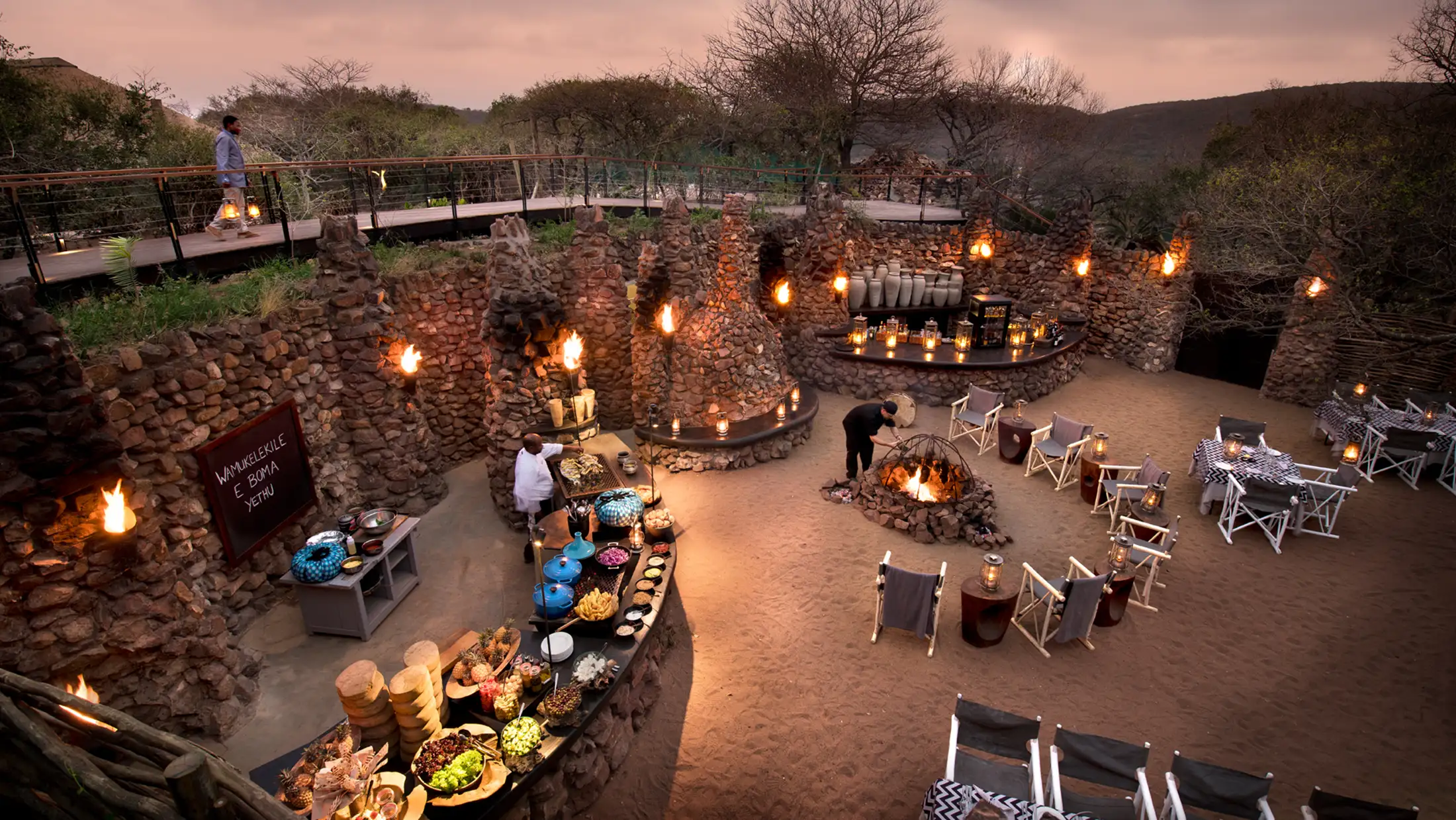 &Beyond Phinda Mountain Lodge sunset dinner area