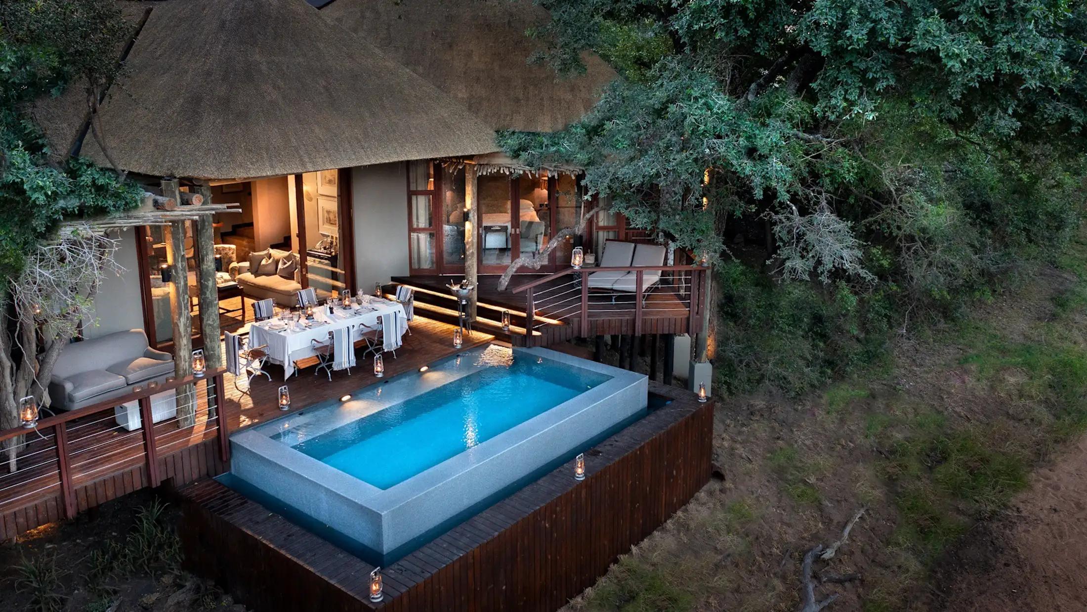 &Beyond Ngala Safari Lodge family villa aerial