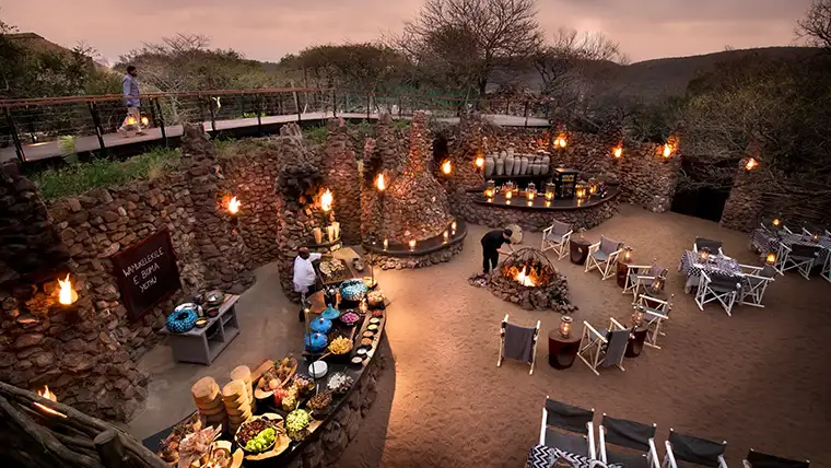 Aerial view of boma in &Beyond Phinda Mountain Lodge