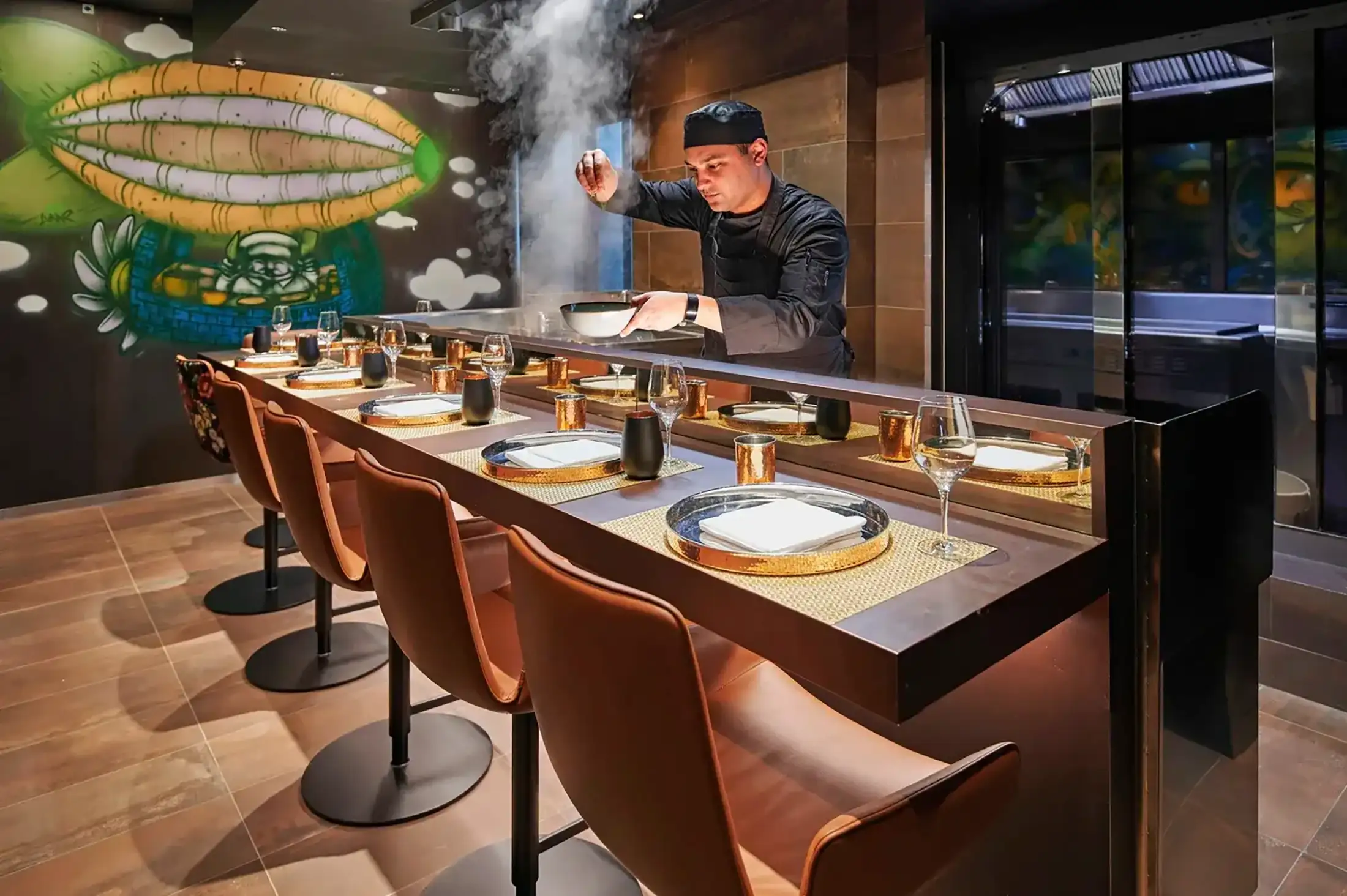 A chef at Koko's restaurant on the Scenic Eclipse II yacht