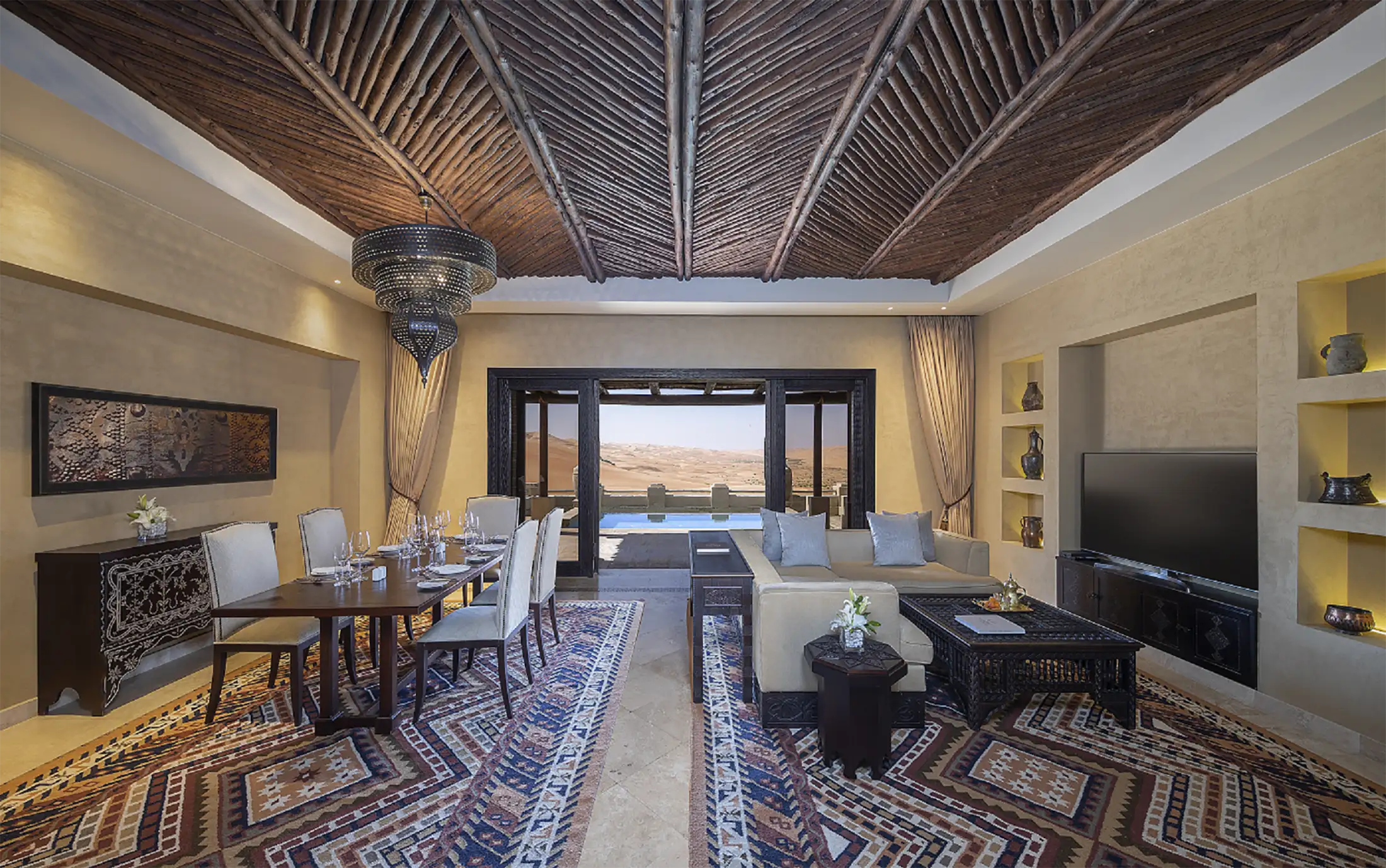 Suite living room at Qasr Al Sarab Resort & Spa