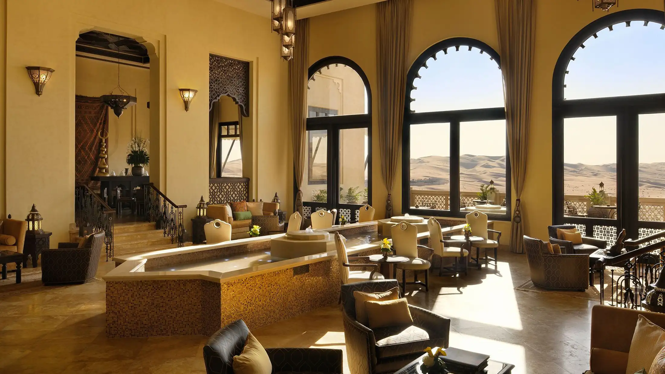 Lobby interior at Qasr Al Sarab Resort & Spa