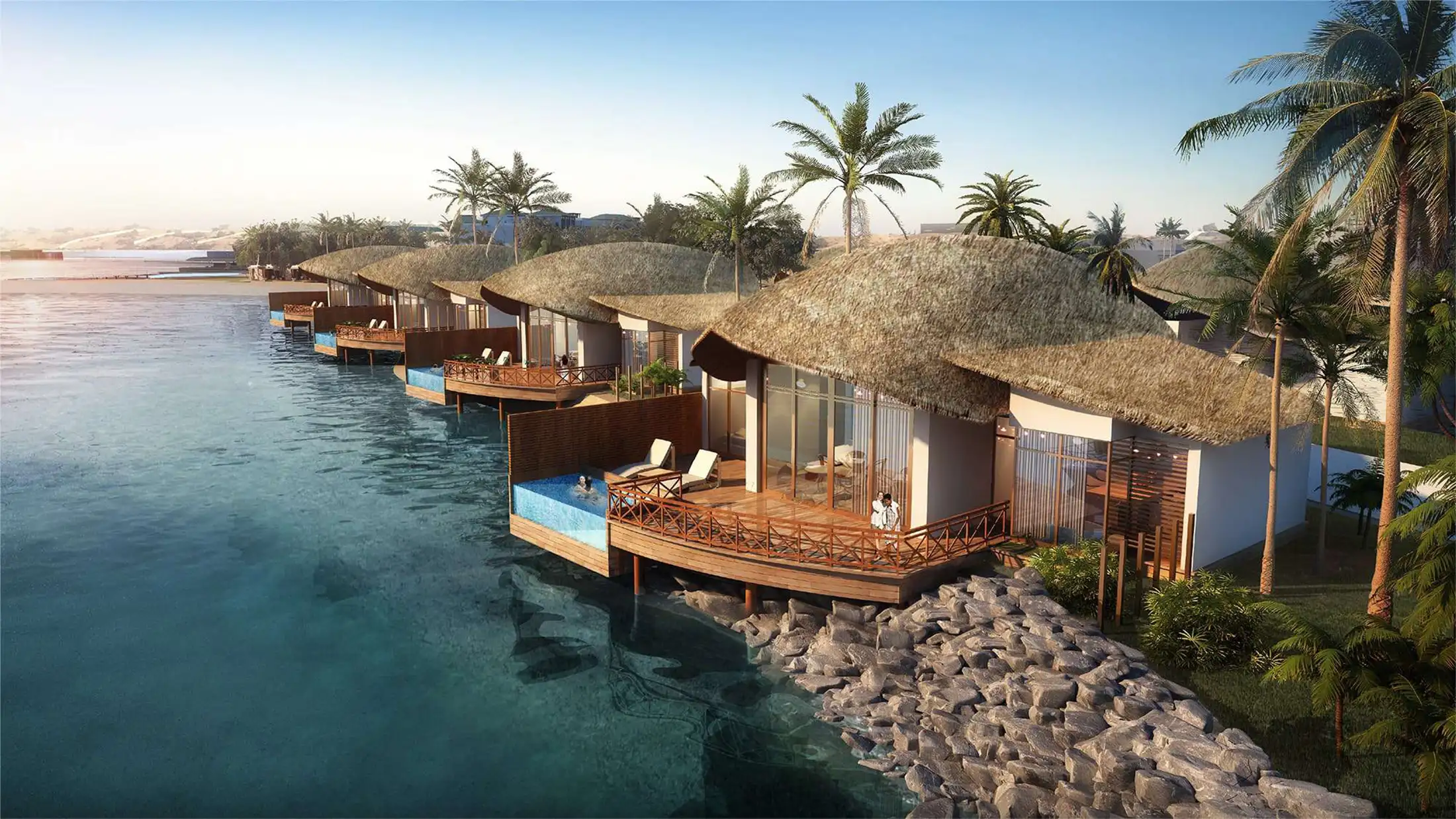 Overwater villas at Anantara Mina Ras Al Khaimah Resort