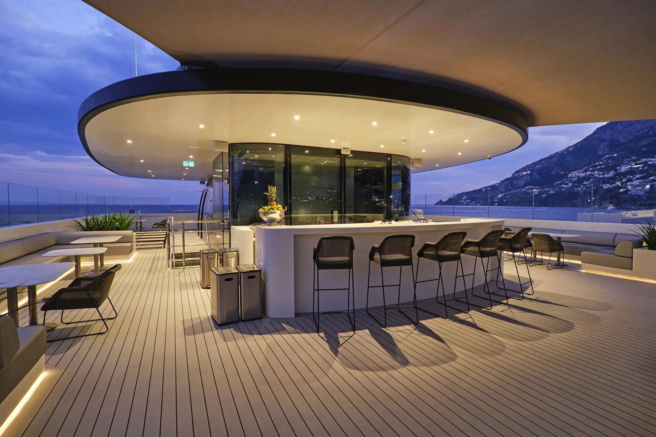 Sun deck on an Emerald Cruises yacht