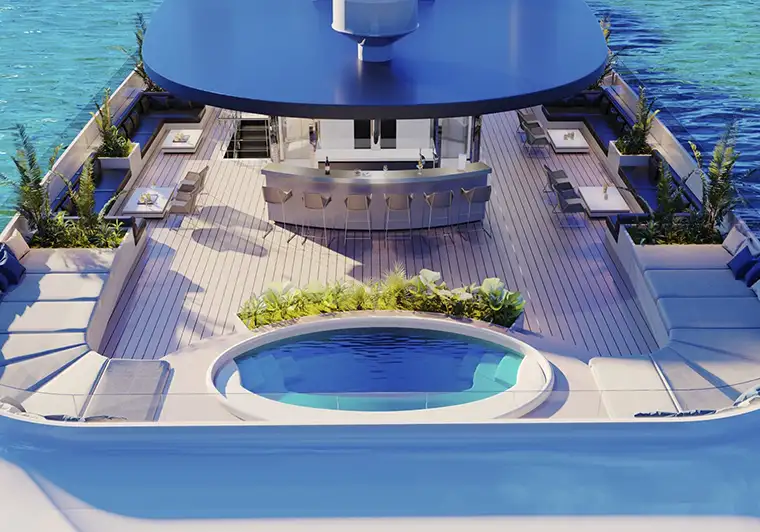 Sun deck on an Emerald Cruises luxury yacht