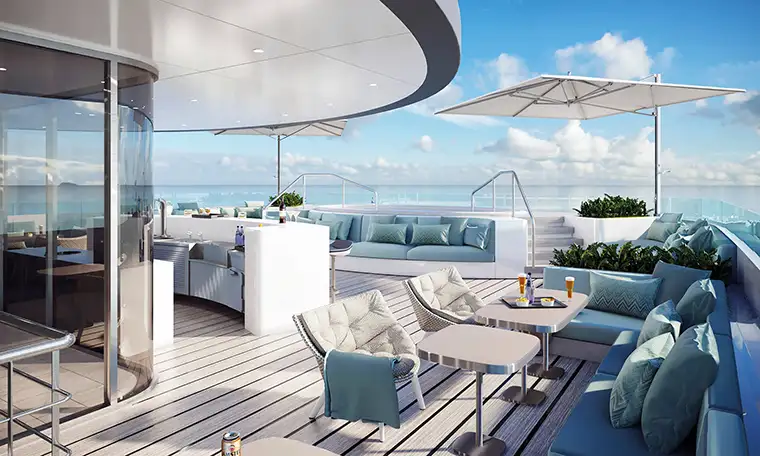 Sun deck on the Emerald Cruises Azzurra luxury yacht