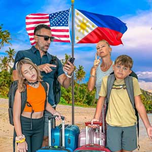 The Lockwood family standing in Guam