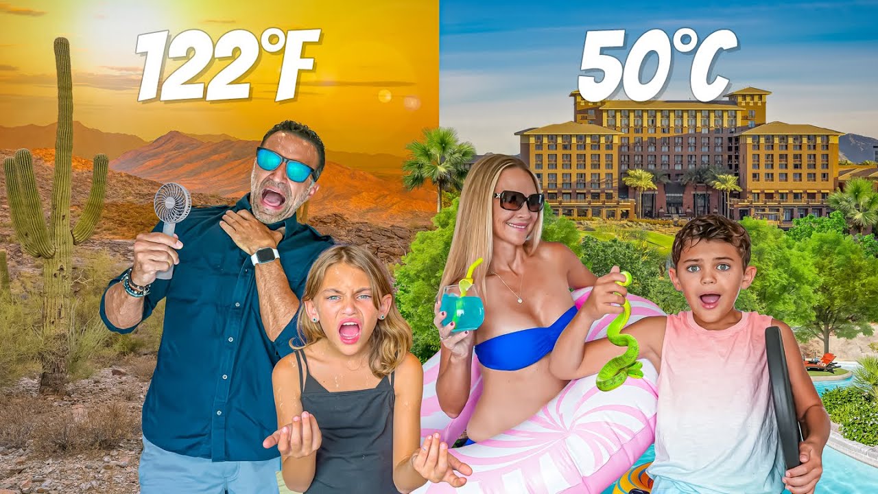 The Lockwood family stands in the Arizona desert heat