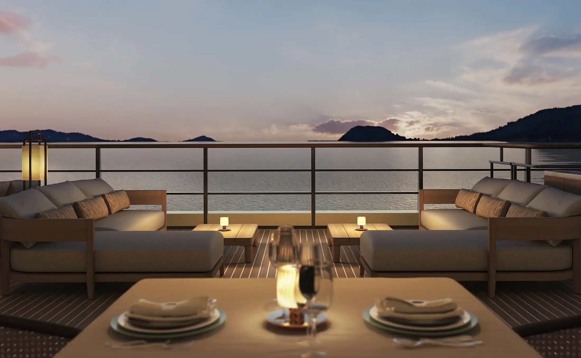 Aman's Amangati yacht outdoor dining