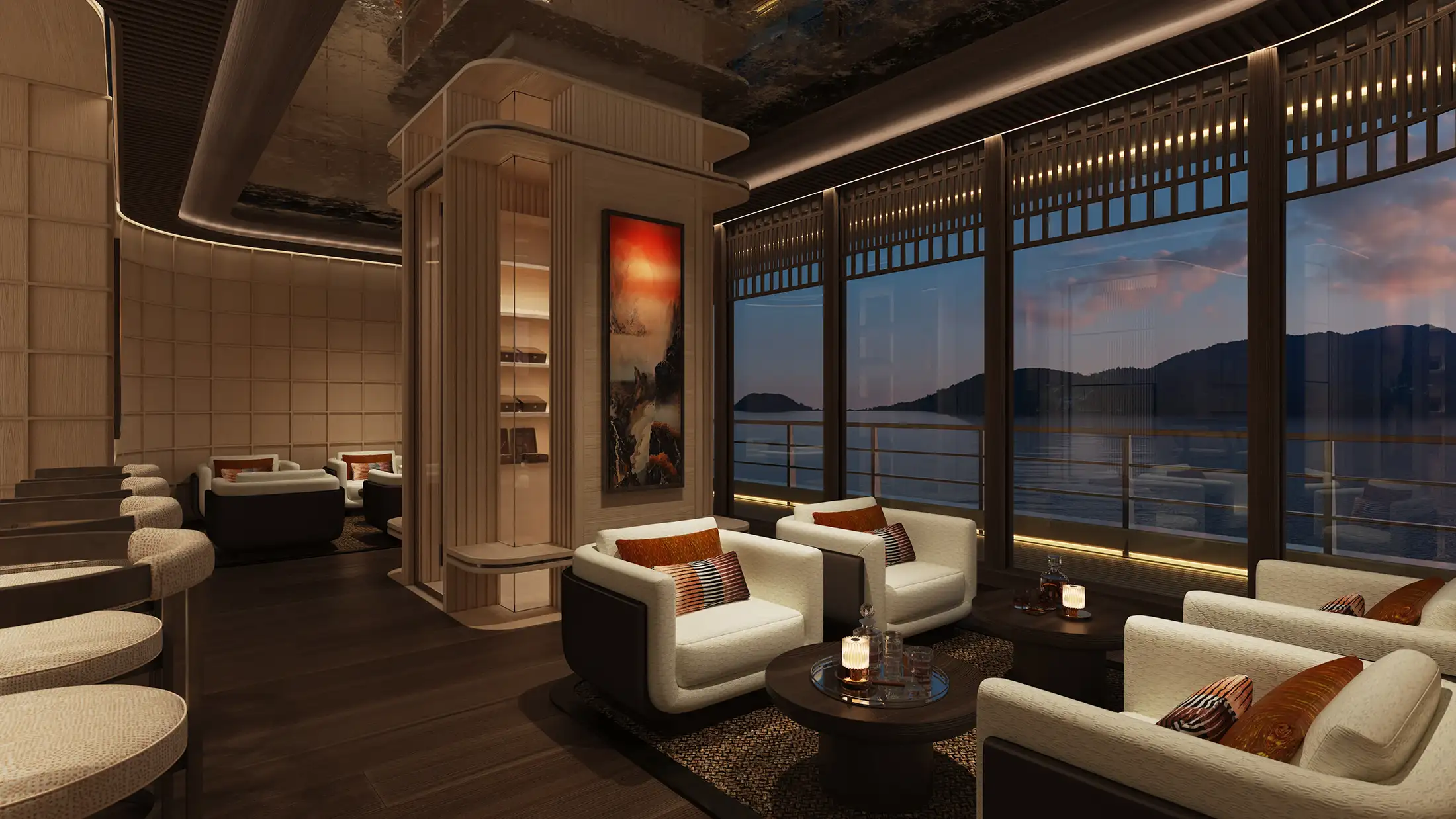 Aman's Amangati yacht cigar lounge