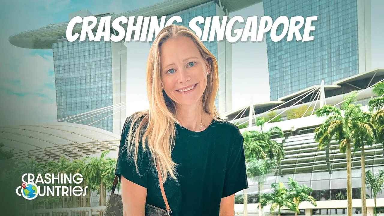 Erin Lockwood poses in front of the Marina Bay Sands hotel in Singapore