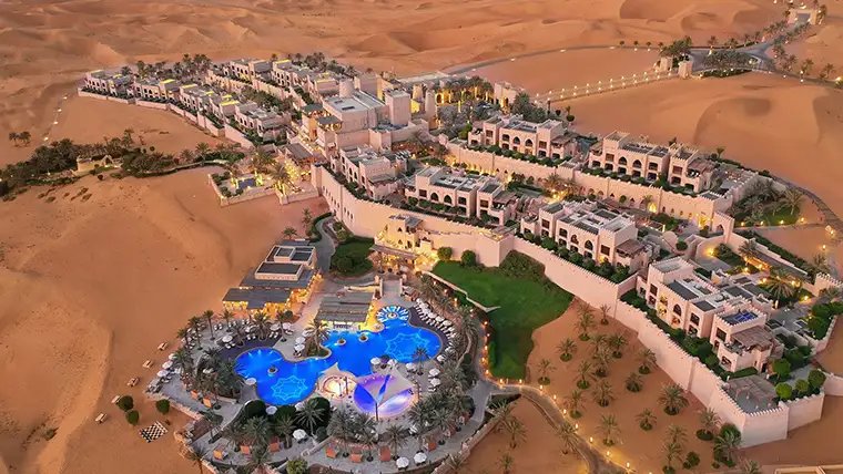 Aerial view of Anantara's Qasr Al Sarab Resort in Abu Dhabi