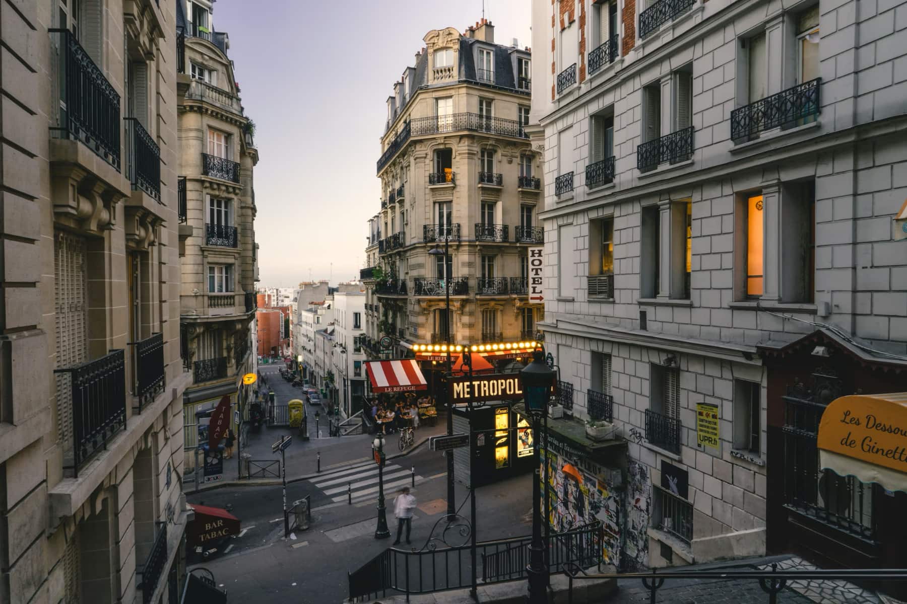Montmarte streets of France at dusk