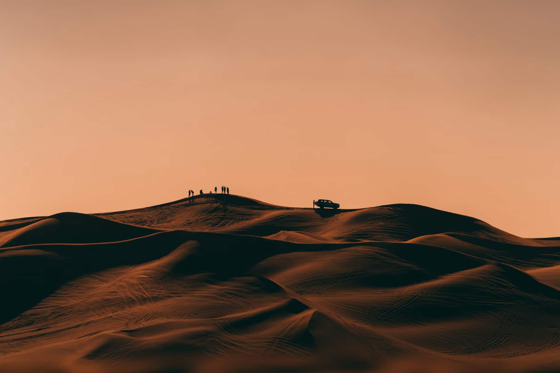 Sunset shot of a sand desert in the Middle East