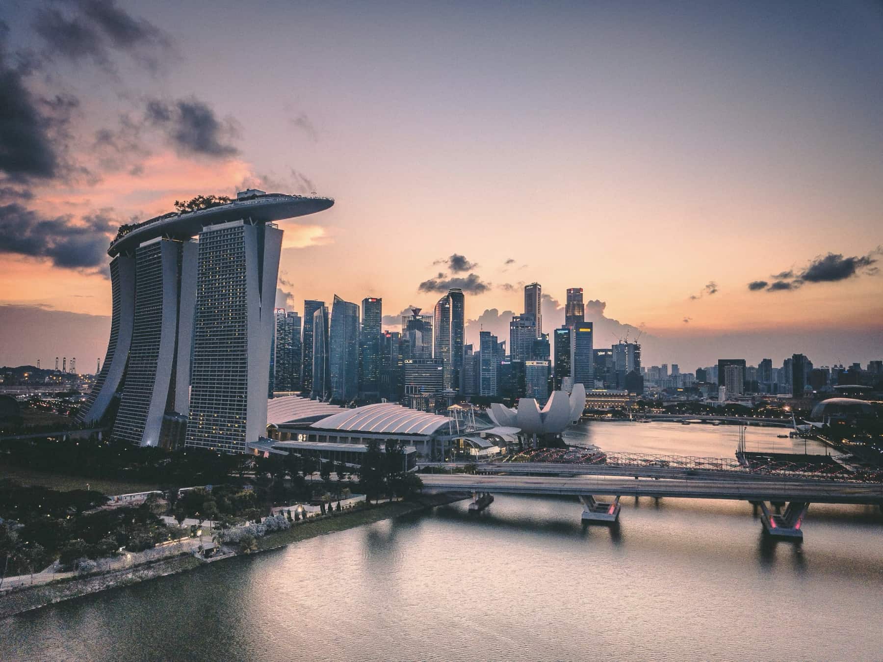 Singapore skyline at sunset