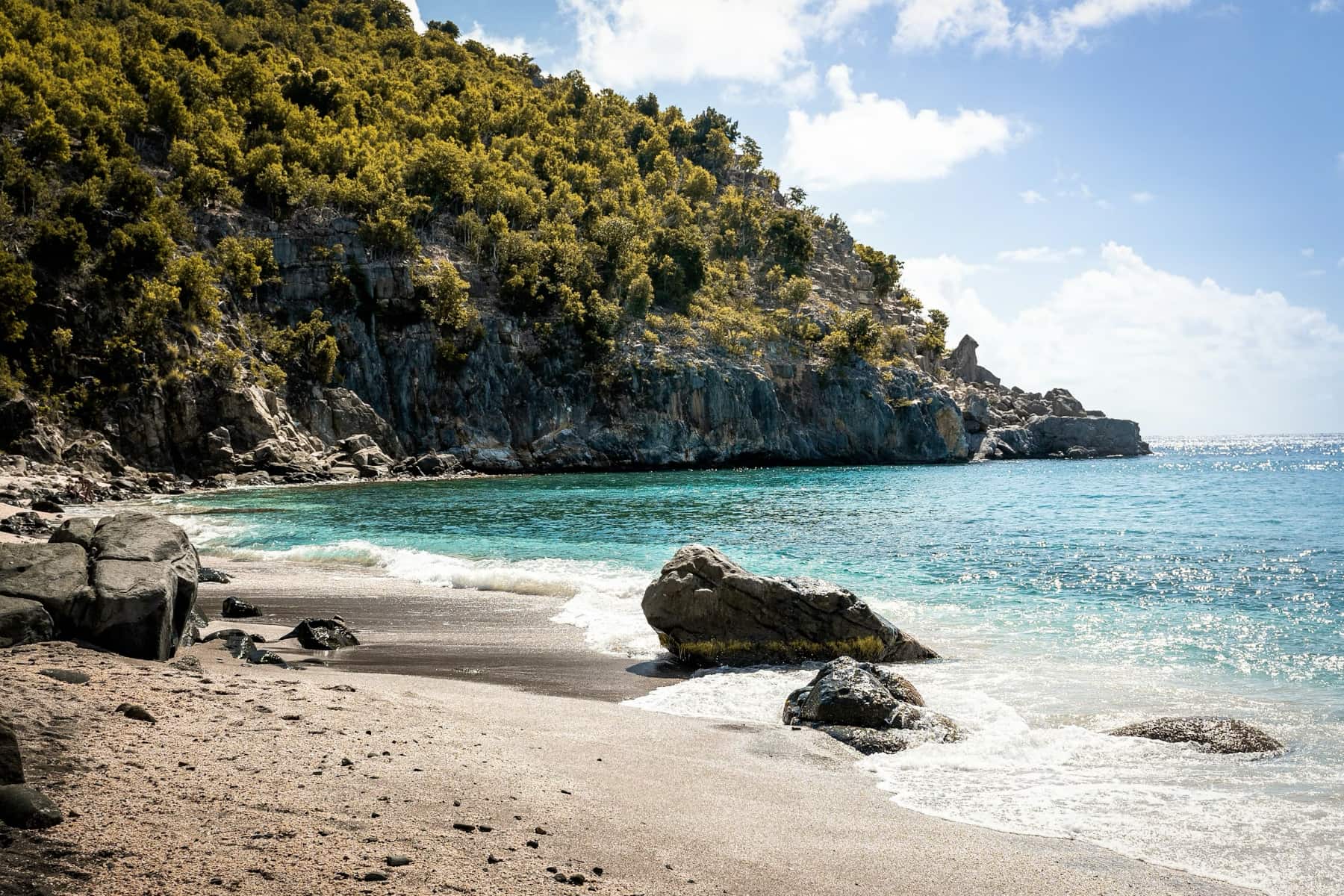 An empty beach on the coast of St. Barths