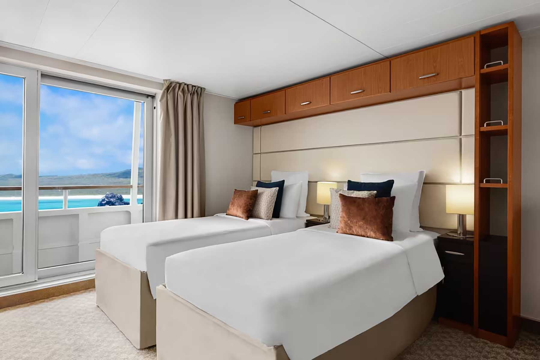 Cabin interior on the National Geographic Gemini expedition cruise ship