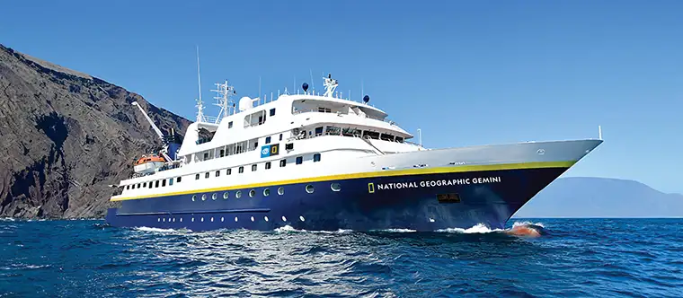The National Geographic Gemini expedition cruise ship in the Galápagos Islands