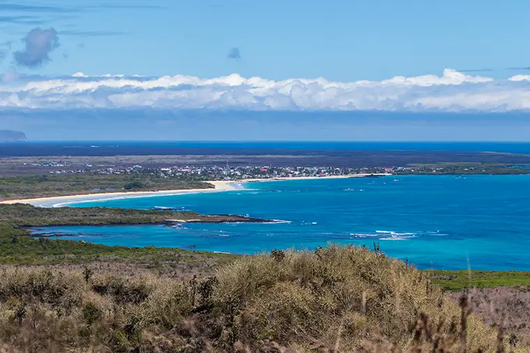 Aerial photo of the coast of Isabela Island in the Galápagos Islands