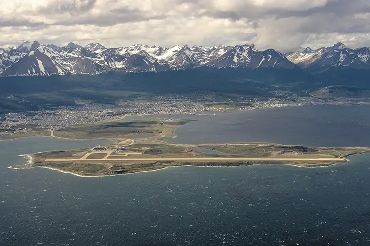 Aerial view of the Ushuaia airport