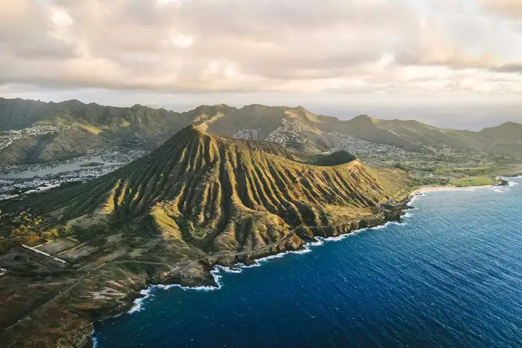 Aerial view of Diamond Head near Honolulu