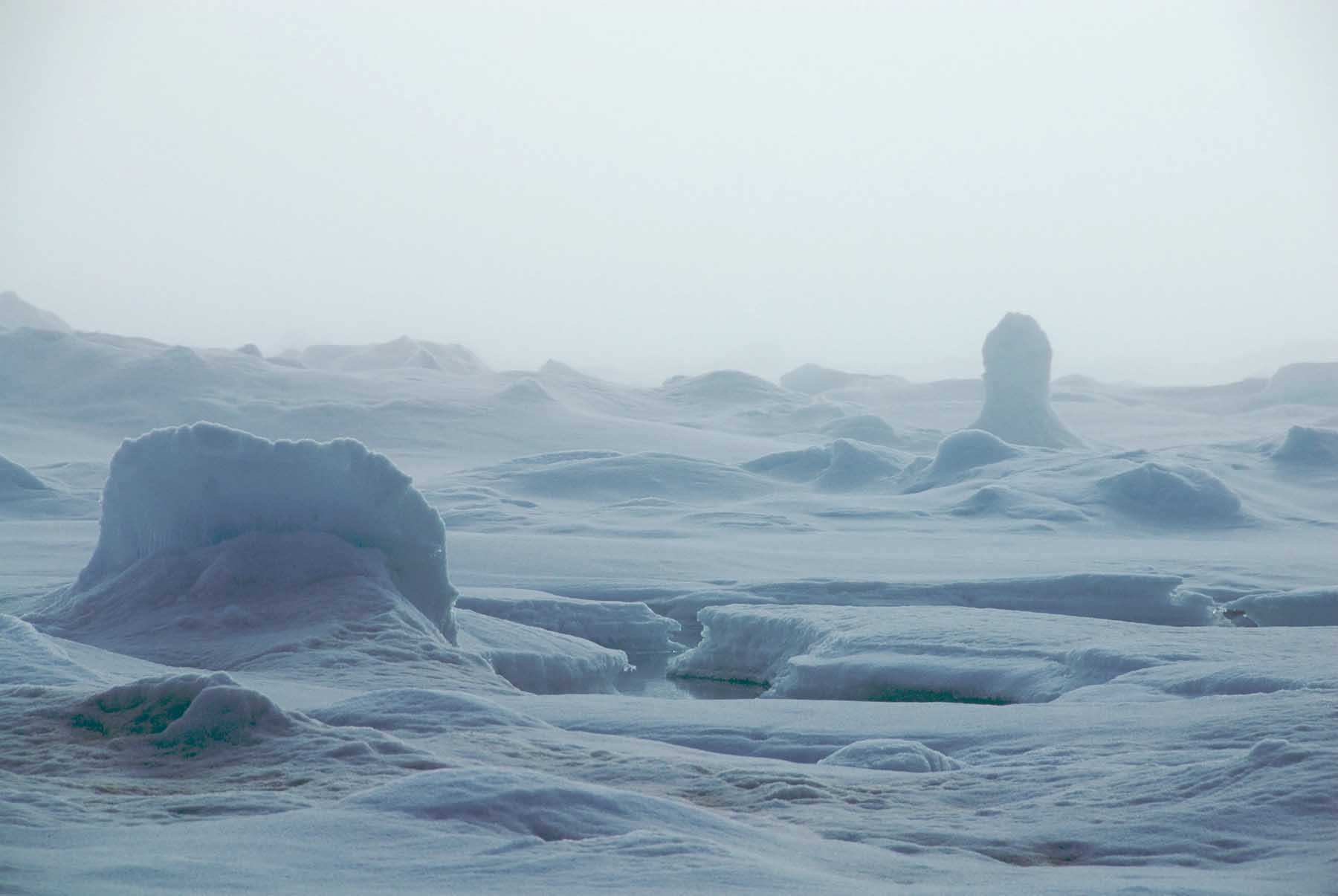 A snow-covered landscape at the North Pole