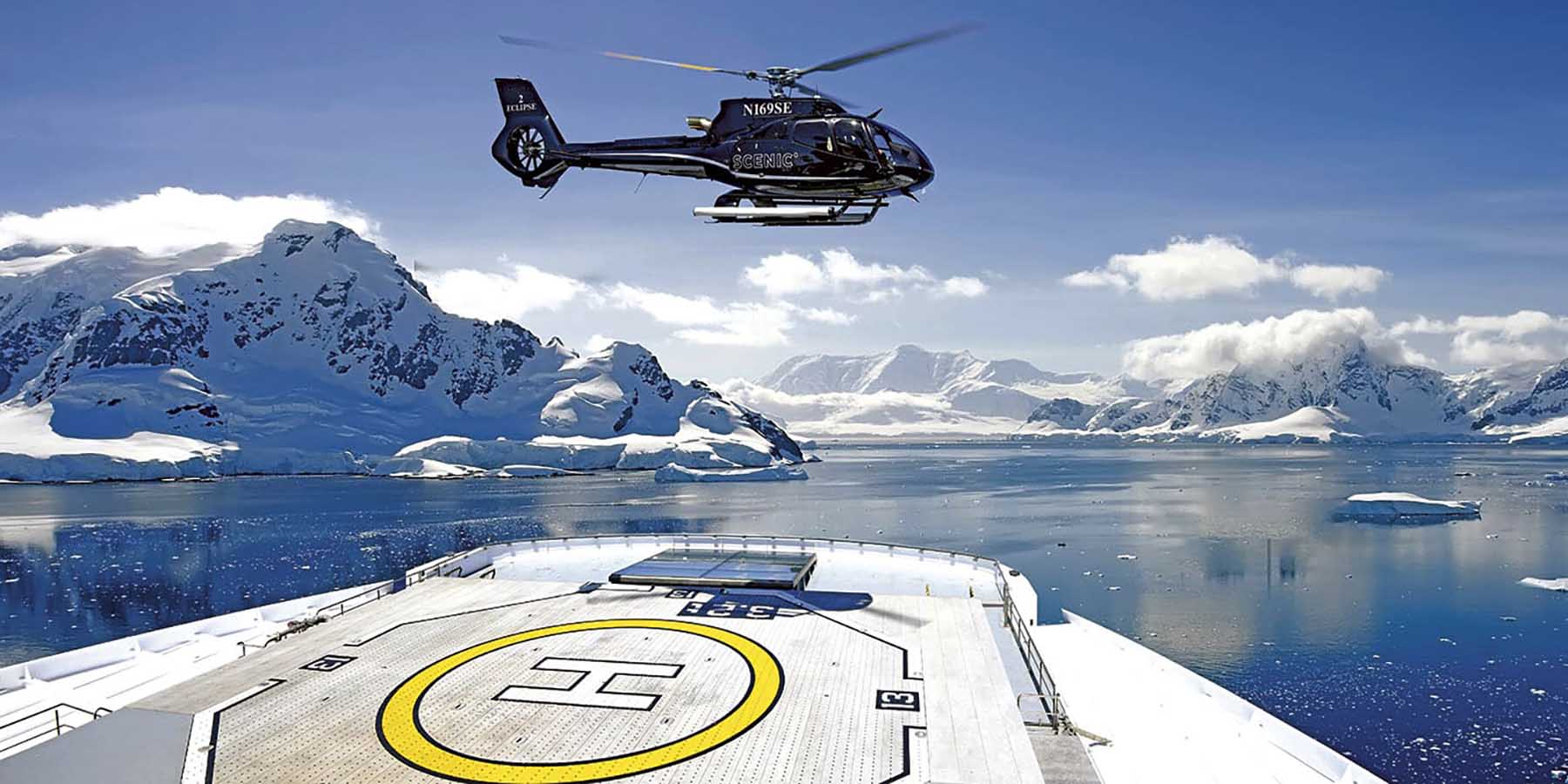 Scenic Eclipse helicopter landing on deck