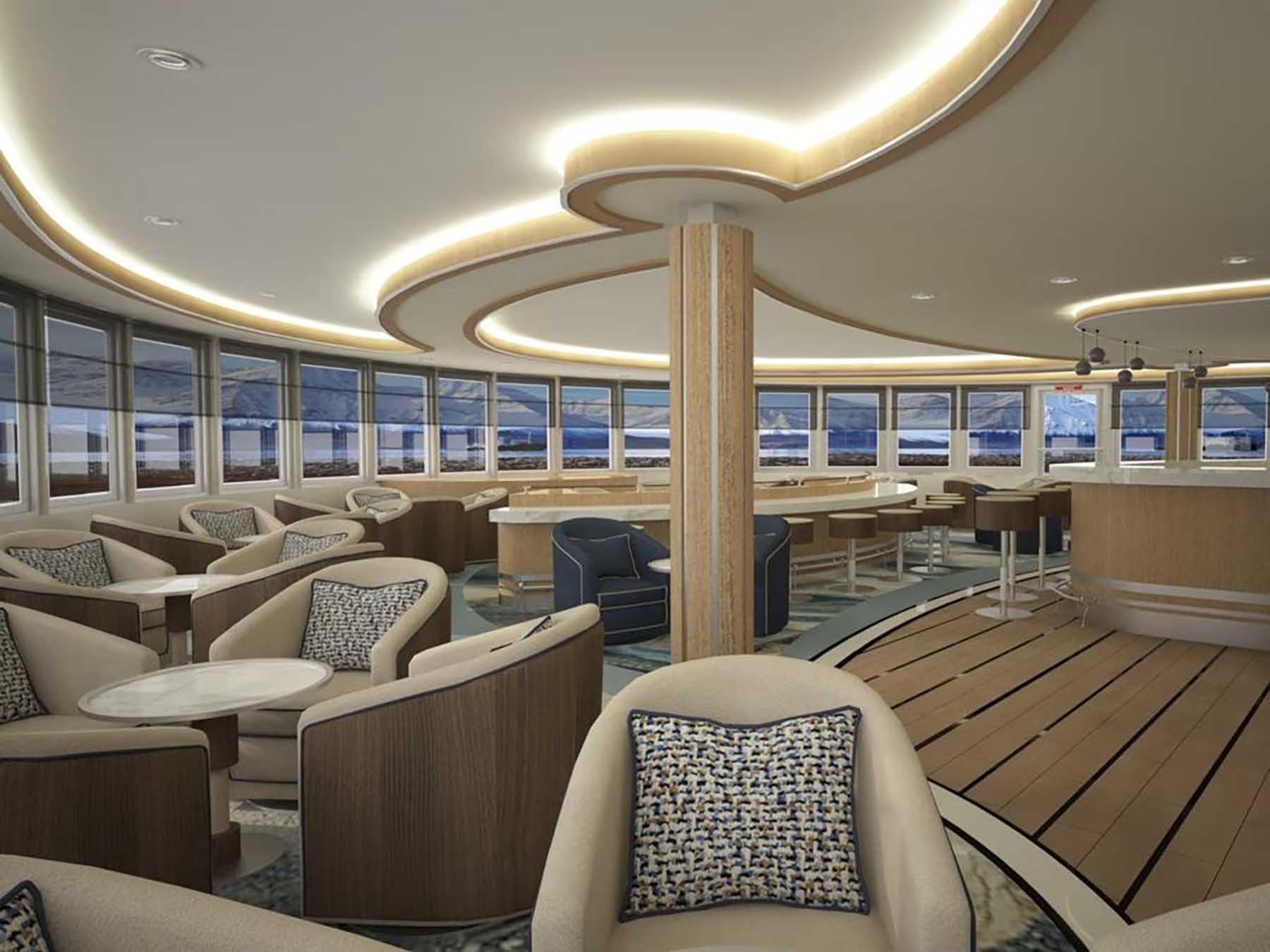 Greg Mortimer Aurora Lounge with polar views