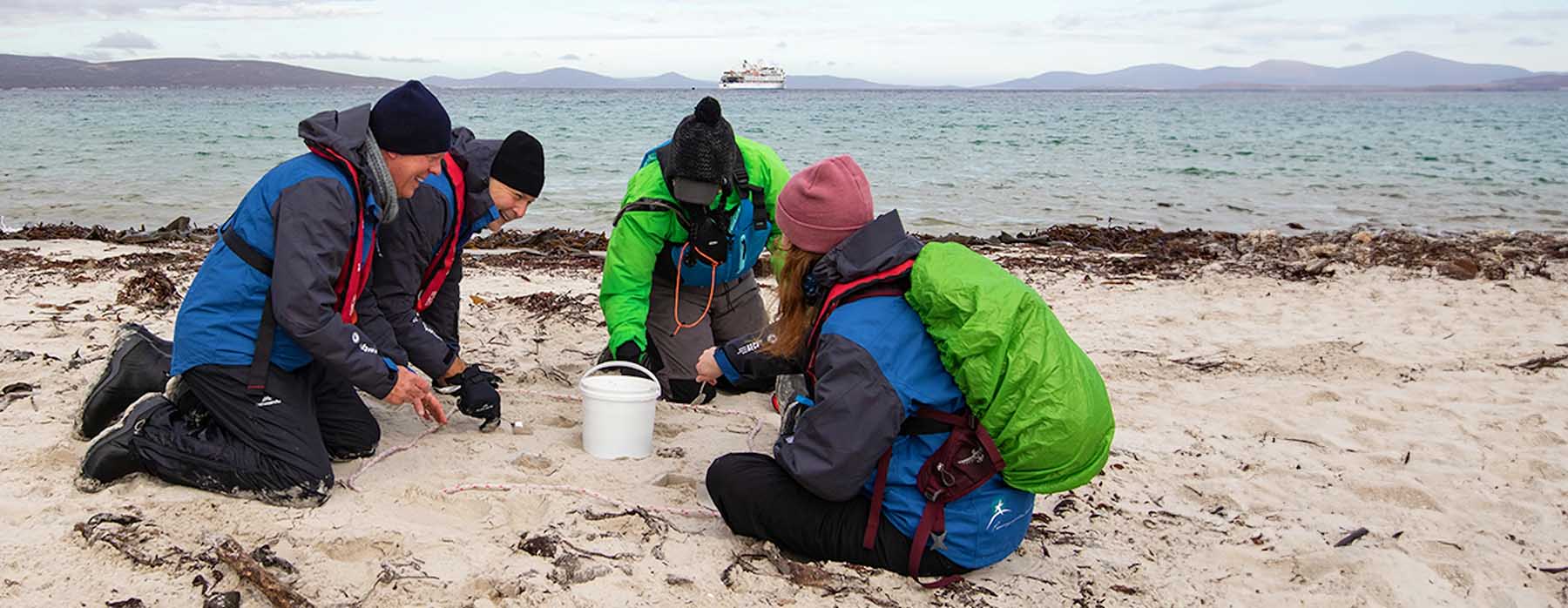 Aurora Expeditions citizen science activity on polar beach