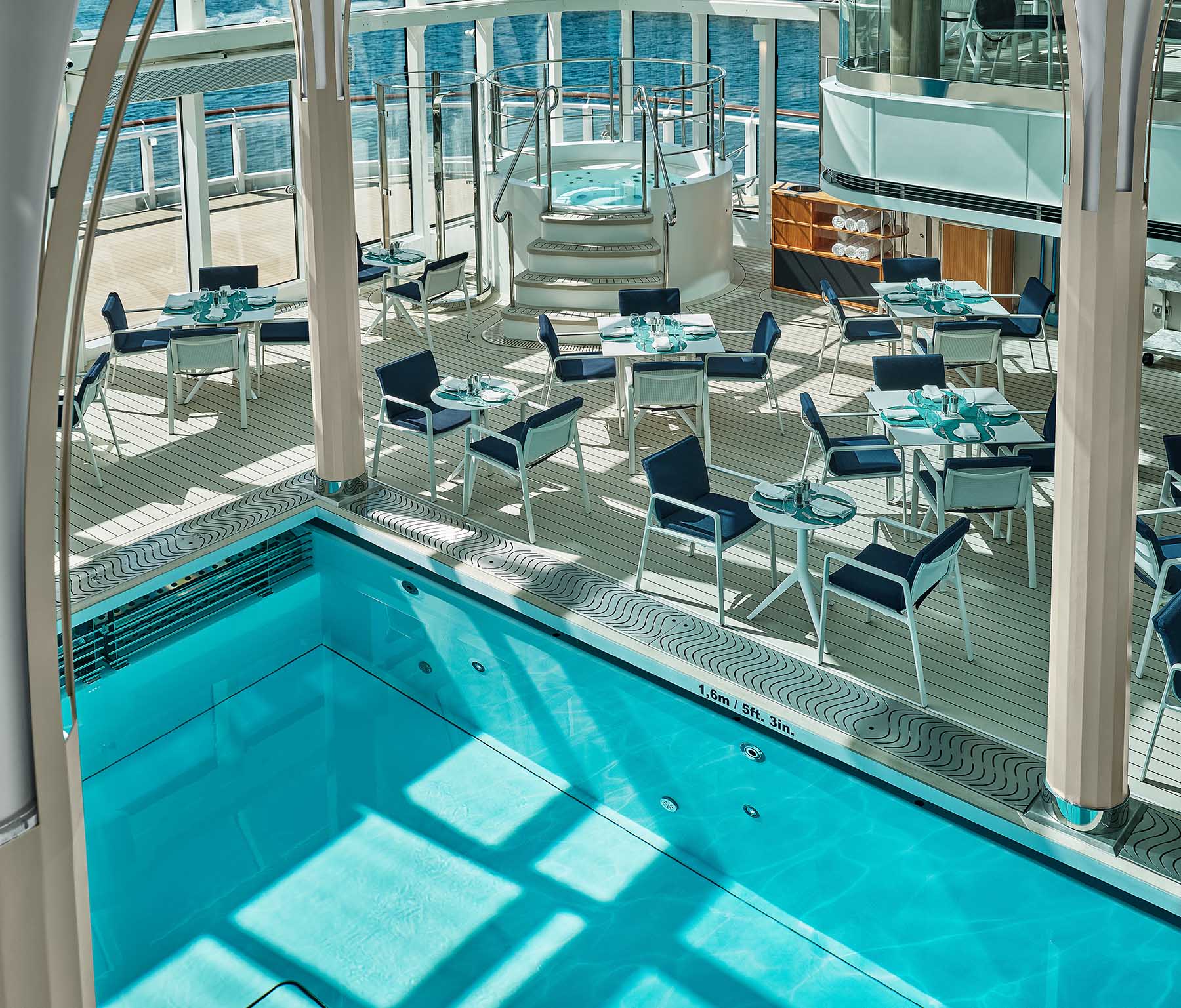 Silver Endeavour outdoor grill and pool deck