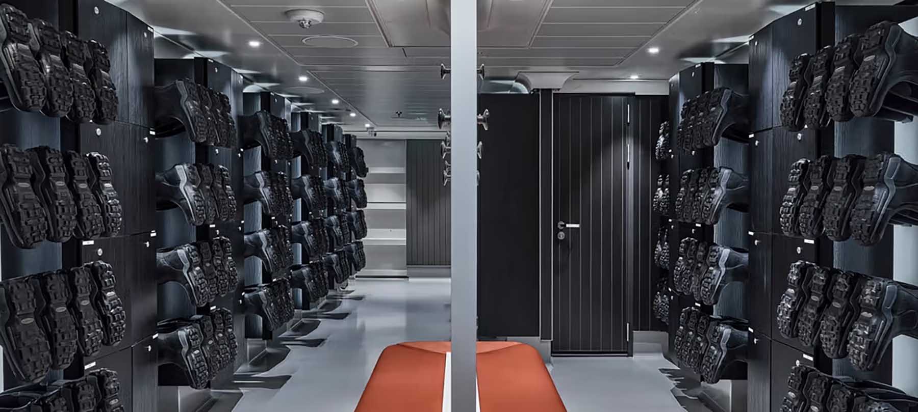 Silver Endeavour expedition mudroom and kit-up area