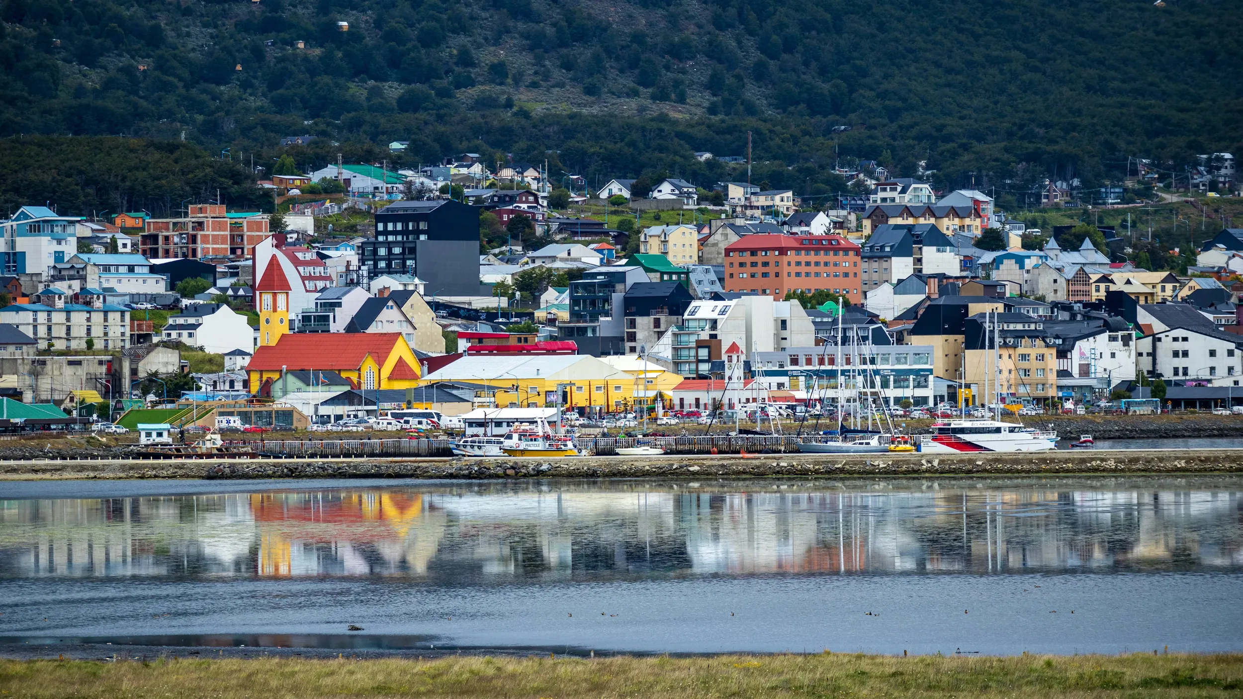 The colorful city skyline of Ushuaia, the gateway to Antarctica