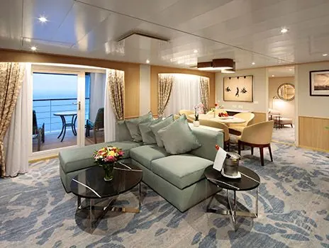 Owner's Suite on Windstar Star Breeze with private veranda and luxury furnishings