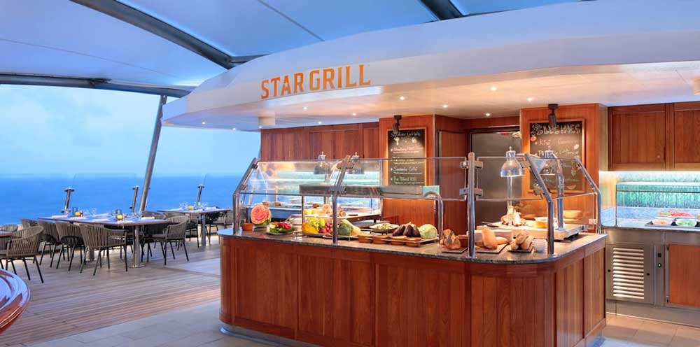 Star Grill poolside restaurant aboard Windstar Star Breeze serving casual lunch and grilled fare