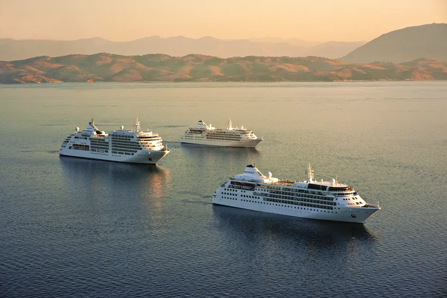 3 Silversea cruise ships anchored side by side